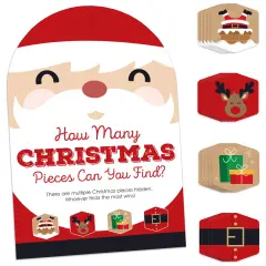 Big Dot of Happiness Jolly Santa Claus - Christmas Party Scavenger Hunt - 1 Stand and 48 Game Pieces - Hide and Find Game