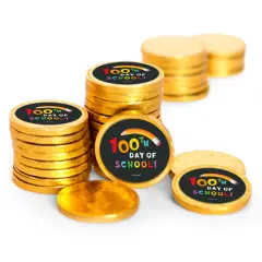 84 Pcs 100th Day of School Candy Party Favors Chocolate Coins - Gold Foil