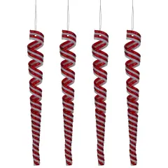 Northlight Pack of 4 Red and White Candy Curls Christmas Ornaments 7"