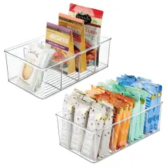 mDesign Plastic 4-Section Divided Kitchen or Pantry Organizer Bin