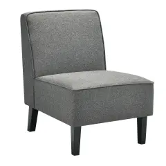 Modern Arm-less Accent Chair with Rubber Wood Legs Grey