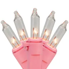 Northlight Mini Christmas Light Set - Clear - 10' Pink Wire - 50ct
