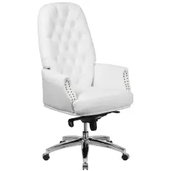 Merrick Lane Yennefer Faux Leather Office Chair with Ergonomic Lumbar Support and Button Tufted High-Back Design White