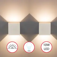 Modern Wall Sconce LED Waterproof Wall Lamp Aluminum with Adjustable Beam 10-Watt 4000K Cool White Indoor Outdoor for Bathroom Bedroom Corridor Living Room Stairs and Garden White Set of 2