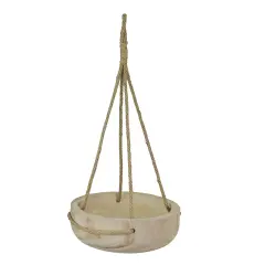 12 Inch Rope Hanging Wooden Bowl Planter Indoor Outdoor Succulent Pot Home Decor