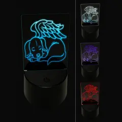 Sleeping Angel Dog Loss of Pet 3D Illusion LED Night Light Sign Nightstand Desk Lamp