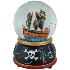 Northlight 5" Children's Musical Pirate Ship at Sea Snow Globe Black