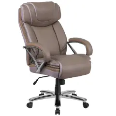 Emma and Oliver 500 lb. Big & Tall LeatherSoft Executive Ergonomic Office Chair with Wide Seat Taupe