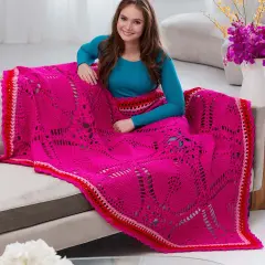 Red HeartLove My Valentine Throw Crochet Kit Multi