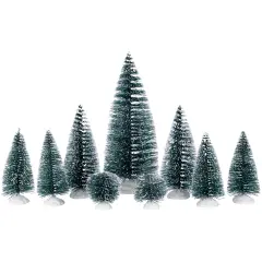 Northlight Bottle Brush Pine Christmas Village Trees - Set of 9 Green