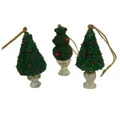 CC Christmas Decor 576ct Green and Ivory Potted Topiary Tree Christmas Ornaments 2.5"