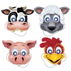 Beistle Club Pack of 12 Assorted Designed Farm Animal Novelty Masks Multi