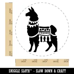 Fancy Llama with Geometric Blanket and Tassels Self-Inking Rubber Stamp Ink Stamper for Stamping Crafting Planners Black