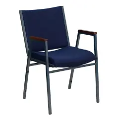 Emma and Oliver Heavy Duty Reception/Guest Stack Chair with Arms NavyPatternedFabric