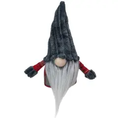 Northlight Plush Plaid Standing Christmas Gnome - 9" - Red and Gray