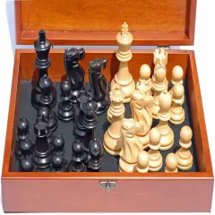 WE Games Weighted Jacques Wood Chess Pieces in Box, 3.5 in. King