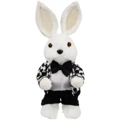 Northlight Boy Easter Rabbit Figurine in Checkered Jacket - 10" Black