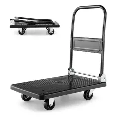 Costway Folding Push Cart Dolly Platform Hand Truck with 360&deg; Swivel Wheels 440LBS Capacity