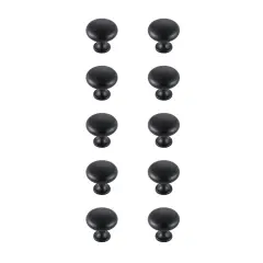 Cadon 1.2" Diameter Matte Black Mushroom Knob Multipack (Set of 10)