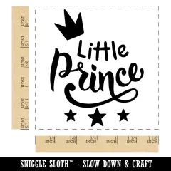Little Prince Cursive with Crown and Stars Self-Inking Rubber Stamp Ink Stamper Black
