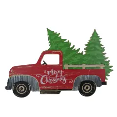 Gerson 31" Red Wooden "Merry Christmas" Pick Up Truck Christmas Sign