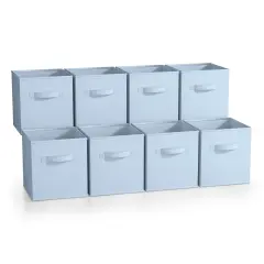 Sorbus 8 Pack 11 Inch Foldable Storage Cubes with Handles- for Organizing Home, Shelves, Nursery, Playroom, Closet and More Pastel Blue