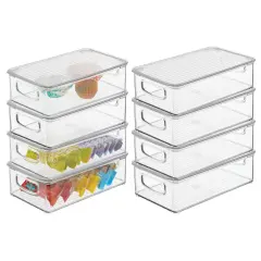 mDesign Plastic Storage Bin Box Container, Lid and Handles