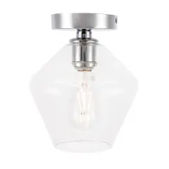 Gene 1 light Chrome and Clear glass Flush mount