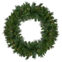 Northlight Mixed Beaver Pine Artificial Christmas Wreath - 36" - Clear Lights Green