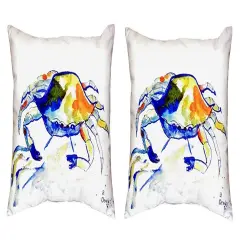 Pair of Betsy Drake Yellow Crab No Cord Pillows 16 Inch X 20 Inch