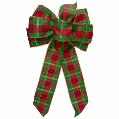 Northlight Plaid 6-Loop Christmas Bow Decoration - 9" x 14" - Red and Green