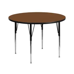 Emma and Oliver 42" Round HP Laminate Adjustable Activity Table Oak