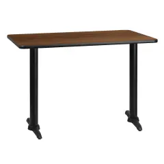 Emma and Oliver 30"x42" Rectangular Laminate Table with 5"x22" Table Height Bases Walnut