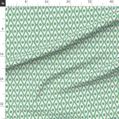 Various Fabrics by the Yard or Fat Quarter Vintage Green Diamond Plaid Retro Blue Geometric Mod Custom Printed Fabric by Spoonflower