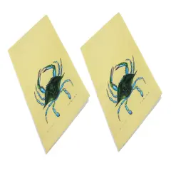 Pair of Betsy Drake Blue Crab Yellow Kitchen Towels 19 In.