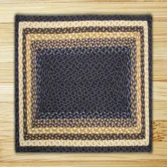 Earth Rugs RC-79 Lt. Blue / Dk. Blue / Mustard Rectangle Braided Rug 2 x 8 Feet