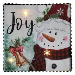 Northlight 12" LED Lighted 'Joy' Snowman Christmas Canvas Wall Art White