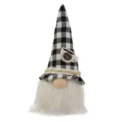 Northlight 8.25" Black and White Buffalo Plaid Coffee Gnome