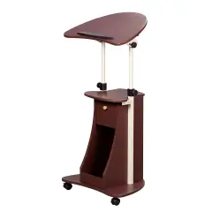 Techni Office Solutions 45.5" Brown Durable Rolling Adjustable Laptop Cart