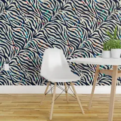 Peel & Stick Wallpaper 2FT Wide Abstract Animal Print Modern Kitsch Safari Custom Removable Wallpaper by Spoonflower