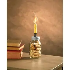 Darice 8' Cleveland Vintage Lighting Small Mouth Canning Jar Dripping Candlestick Light Bulb Lamp Adapter Silver