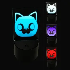 Round Cat Face Derpy 3D Illusion LED Night Light Sign Nightstand Desk Lamp