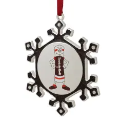 Northlight Snowflake "Toostie Roll" Man Candy Logo Christmas Ornament - 3.5" - Silver Tone
