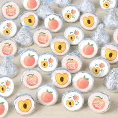 Big Dot of Happiness Sweet as a Peach - Fruit Themed Baby Shower or Birthday Party Small Round Candy Stickers - Party Favor Labels - 324 Count
