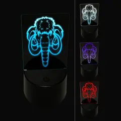 Wooly Mammoth Head 3D Illusion LED Night Light Sign Nightstand Desk Lamp