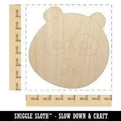 Sad Panda Face Unfinished Wood Shape Piece Cutout for DIY Craft Projects