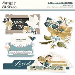 Remember Layered Chipboard Die-Cuts-4/Pkg