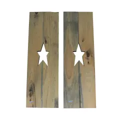 Set of 2 Rustic Cutout Star Decorative Wood Panel Wall Hangings 24 inch