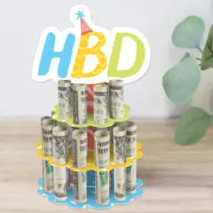 Big Dot of Happiness Party Time - DIY Happy Birthday Party Money Holder Gift - Cash Cake