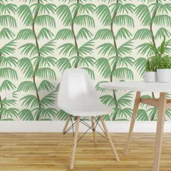Pre-Pasted Wallpaper 2FT Wide Abstract Palms Tropical Stripe Nature Minimalist Summer Vibes Large Scale Custom Pre-pasted Wallpaper by Spoonflower